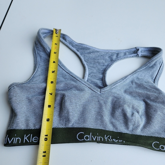 Calvin Klein Modern Cotton Green White Striped Unlined Bralette Travertine S - Picture 9 of 11